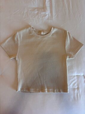 nuuds Short-Sleeve Ribbed Tee in Cream